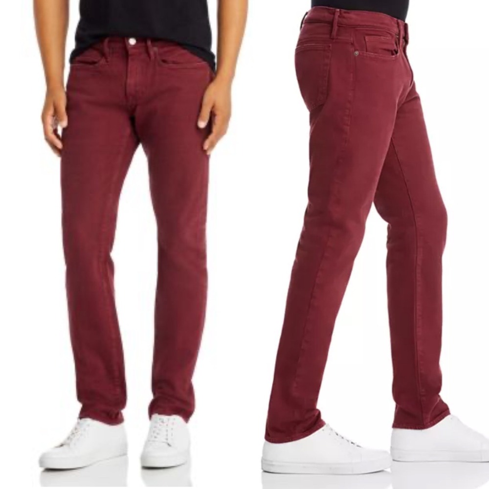 FRAME L'Homme Slim‎ Fit Burgundy Jeans Mens Size 32 Casual Denim Pants